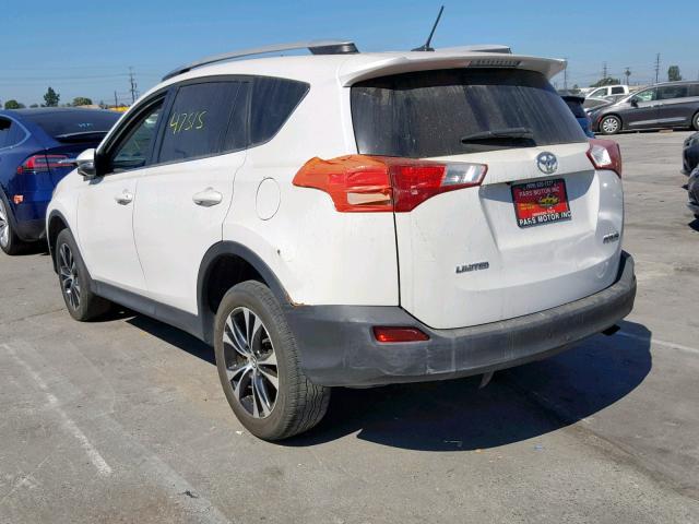 2T3YFREV6FW155649 - 2015 TOYOTA RAV4 LIMIT WHITE photo 3