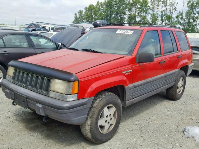 1J4GZ58Y9PC678499 - 1993 JEEP GRAND CHER RED photo 2