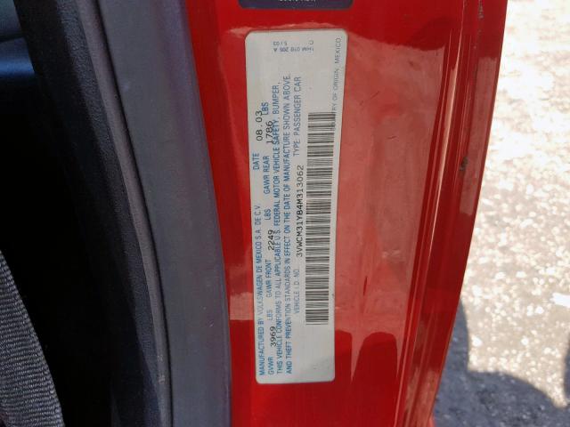 3VWCM31Y84M313062 - 2004 VOLKSWAGEN NEW BEETLE Qırmızı foto 10