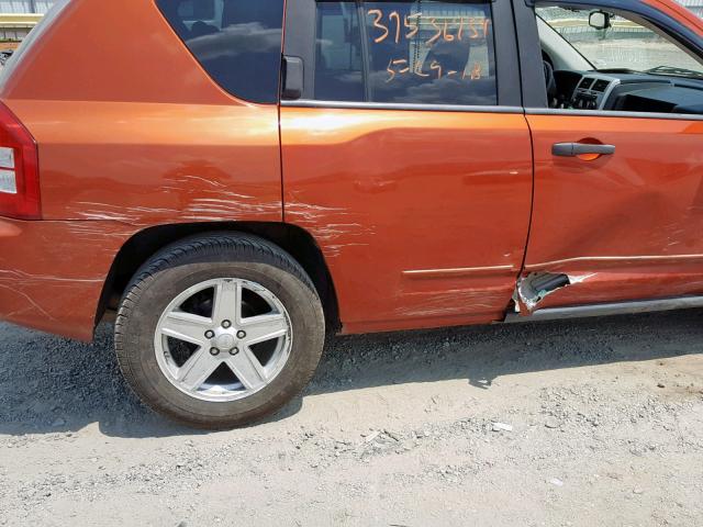 1J8FF47W58D632239 - 2008 JEEP COMPASS SP ნარინჯისფერი ფოტო 9