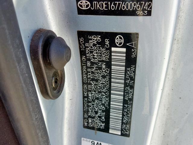 JTKDE167760096742 - 2006 TOYOTA SCION TC ლურჯი ფოტო 10