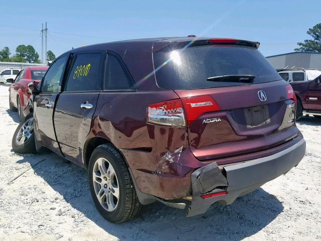 2HNYD28238H537598 - 2008 ACURA MDX BURGUNDY photo 3