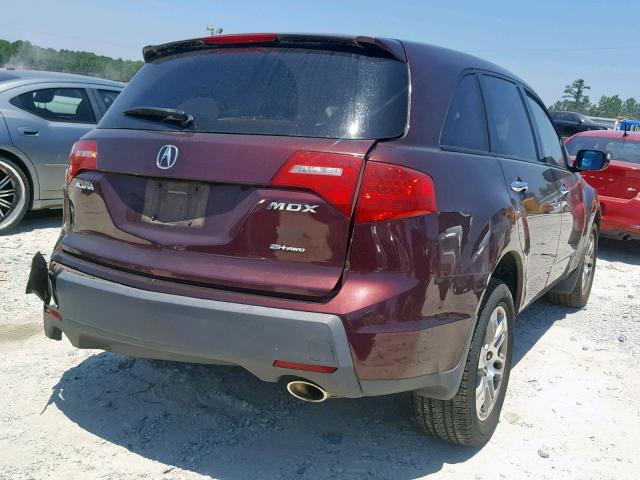 2HNYD28238H537598 - 2008 ACURA MDX BURGUNDY photo 4