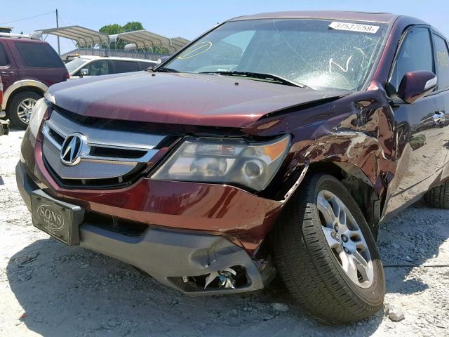 2HNYD28238H537598 - 2008 ACURA MDX BURGUNDY photo 9