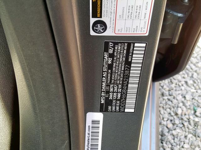 WDDZH6GB4HA213877 - 2017 MERCEDES-BENZ E 400 4MAT GRAY photo 10