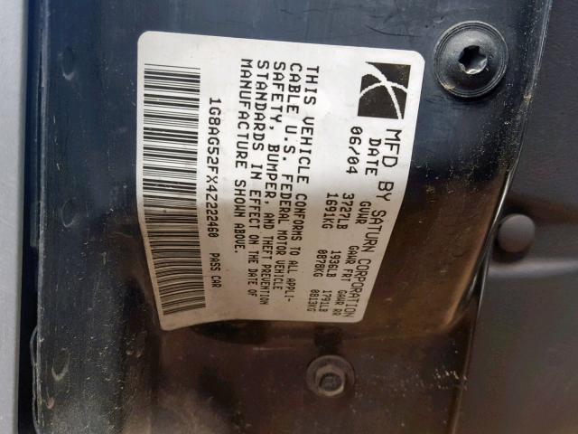1G8AG52FX4Z222460 - 2004 SATURN ION LEVEL SILVER photo 10