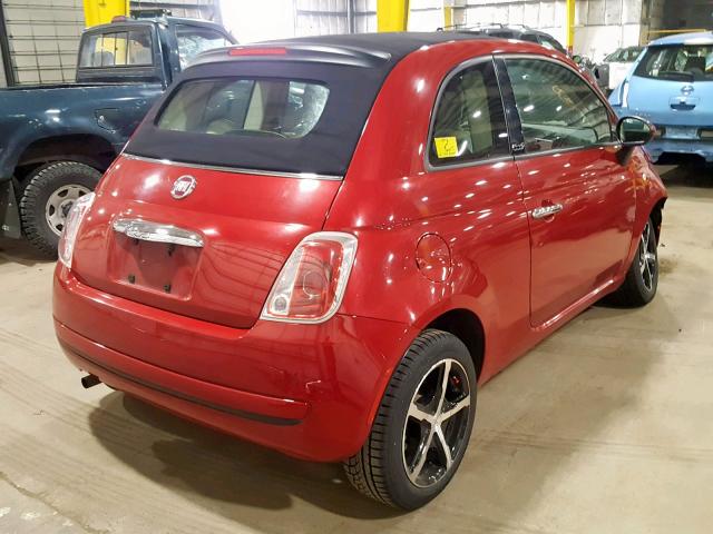 3C3CFFDR2CT108705 - 2012 FIAT 500 POP RED photo 4