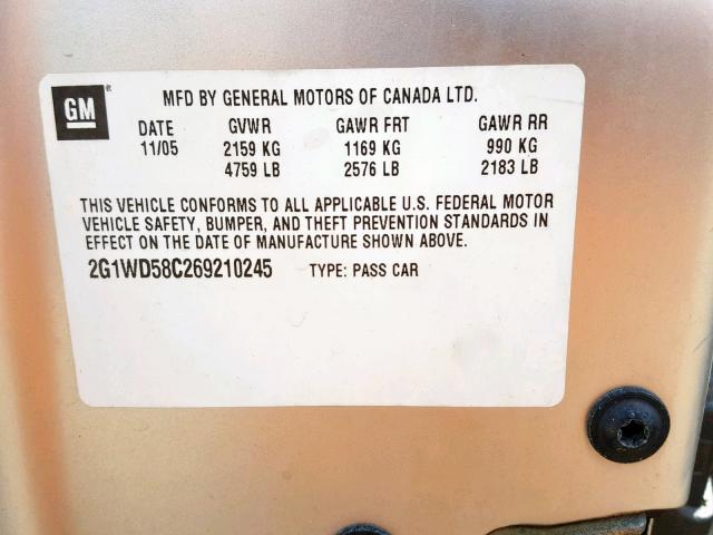 2G1WD58C269210245 - 2006 CHEVROLET IMPALA SUP Күміс фото 10