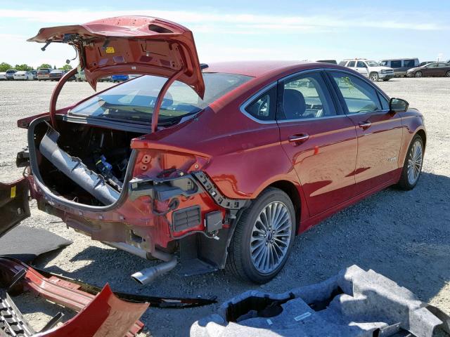 3FA6P0RU9ER256680 - 2014 FORD FUSION TIT RED photo 4