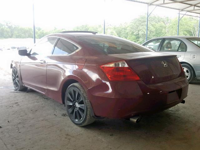 1HGCS228X8A007454 - 2008 HONDA ACCORD EXL RED photo 3