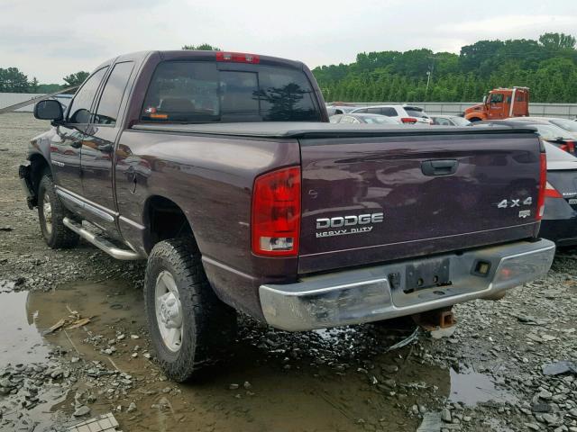 3D7KU28D84G106347 - 2004 DODGE RAM 2500 S BURGUNDY photo 3