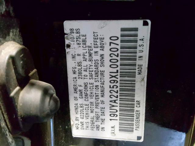 19UYA2259XL002070 - 1999 ACURA 3.0CL Siyah fotoğraf 10