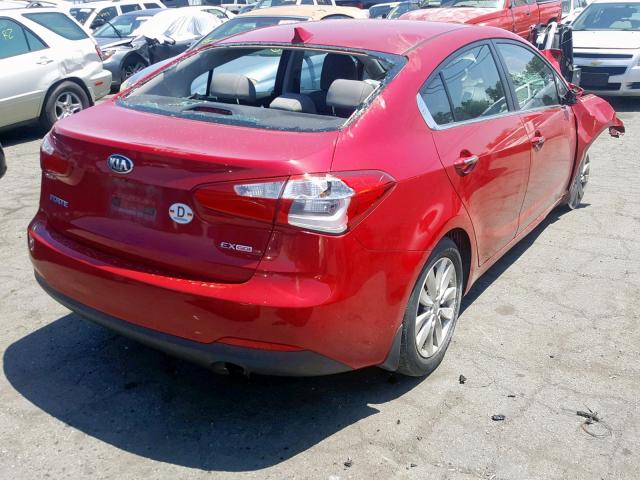 KNAFX4A88E5113820 - 2014 KIA FORTE EX RED photo 4