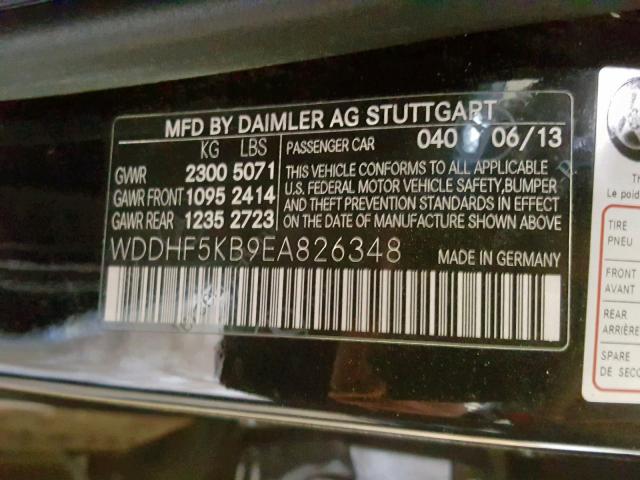 WDDHF5KB9EA826348 - 2014 MERCEDES-BENZ E 350 BLACK photo 10