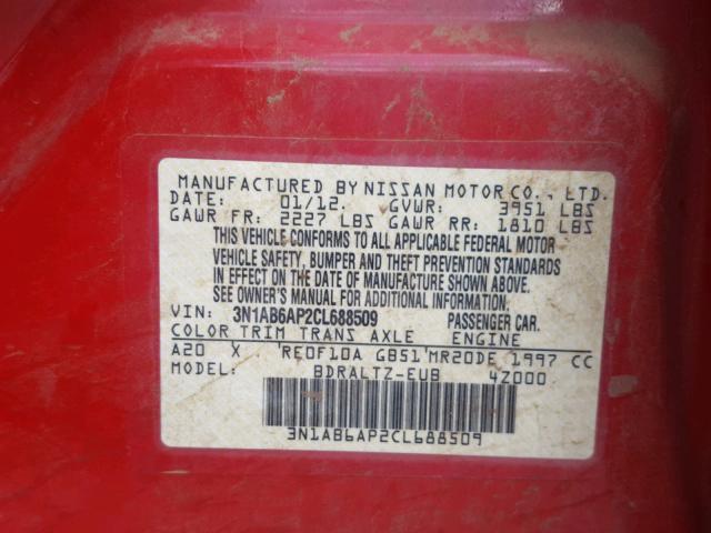 3N1AB6AP2CL688509 - 2012 NISSAN SENTRA 2.0 RED photo 10