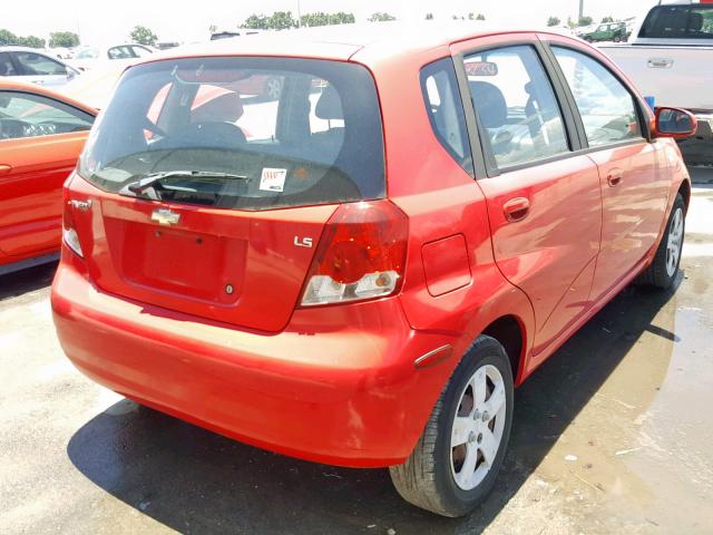 KL1TD66657B758633 - 2007 CHEVROLET AVEO BASE წითელი ფოტო 4