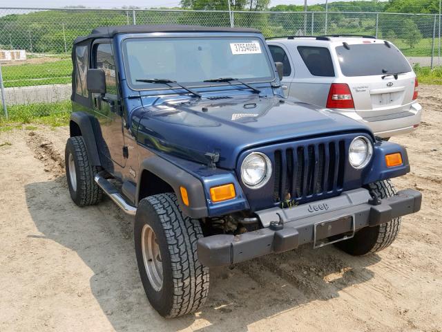 1J4FA49S91P300156 - 2001 JEEP WRANGLER / BLUE photo 1