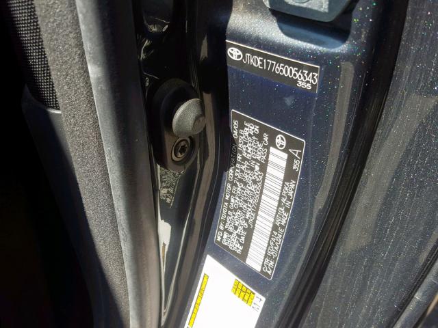 JTKDE177650056343 - 2005 TOYOTA SCION TC ნაცრისფერი ფოტო 10