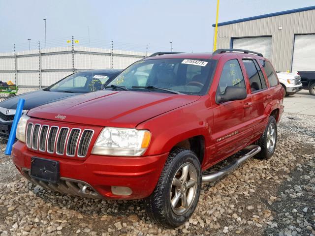 1J8GW68JX2C185794 - 2002 JEEP GRAND CHER RED photo 2