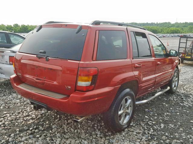 1J8GW68JX2C185794 - 2002 JEEP GRAND CHER RED photo 4