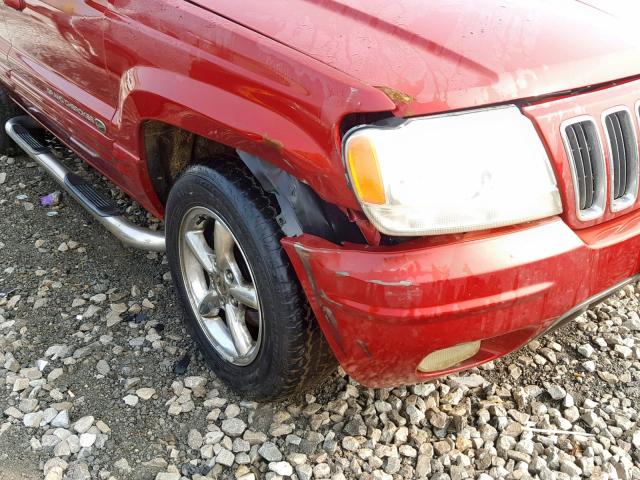 1J8GW68JX2C185794 - 2002 JEEP GRAND CHER RED photo 9