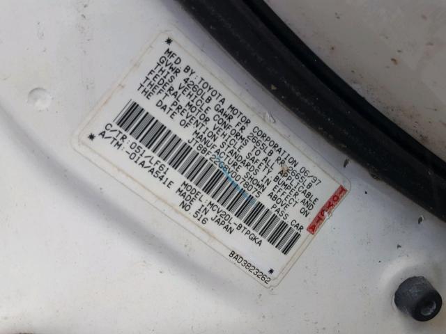 JT8BF22G8V0078075 - 1997 LEXUS ES 300 WHITE photo 10