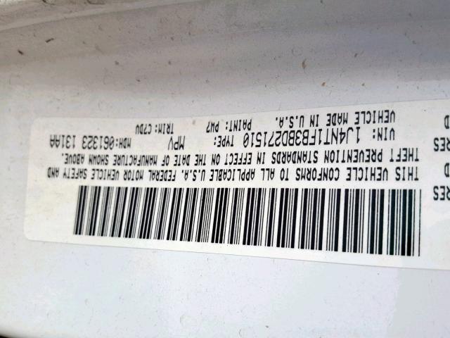 1J4NT1FB3BD271510 - 2011 JEEP COMPASS SP თეთრი ფოტო 10