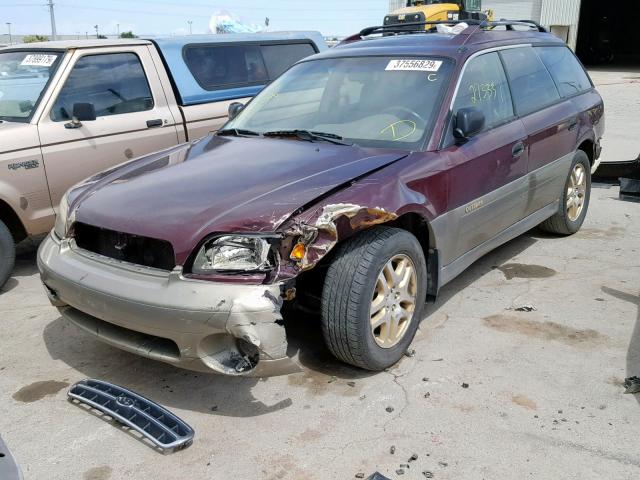 4S3BH6756Y7614284 - 2000 SUBARU LEGACY OUT MAROON photo 2