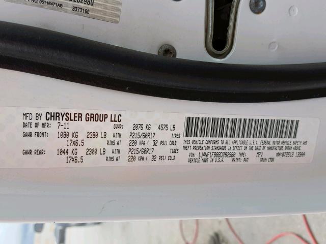 1J4NF1FB8BD282980 - 2011 JEEP COMPASS SP თეთრი ფოტო 10