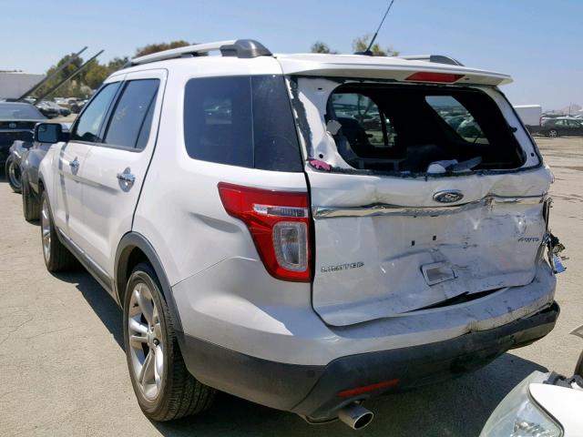 1FMHK8F88CGA20996 - 2012 FORD EXPLORER L WHITE photo 3