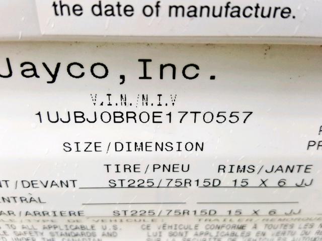 1UJBJ0BR0E17T0557 - 2014 JAYCO SWIFT  WHITE photo 10