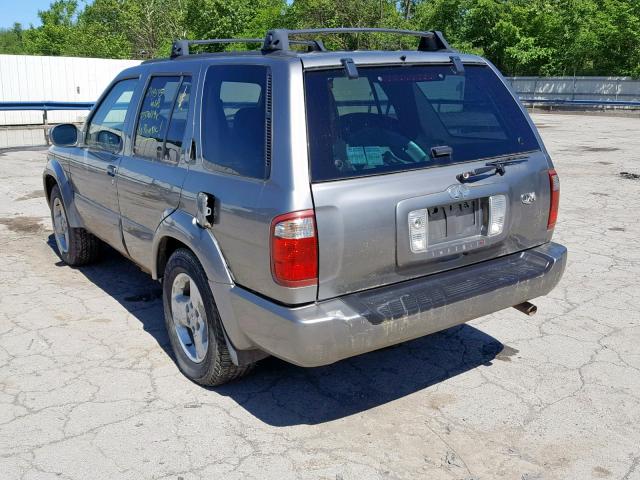 JNRDR09Y43W301078 - 2003 INFINITI QX4 GRAY photo 3