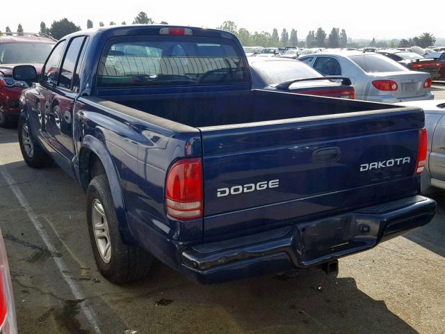 1D7HL38N64S563839 - 2004 DODGE DAKOTA QUA BLUE photo 3