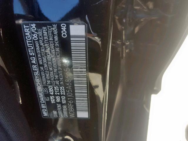 WDBRF61J05A686654 - 2005 MERCEDES-BENZ C 240 BLACK photo 10