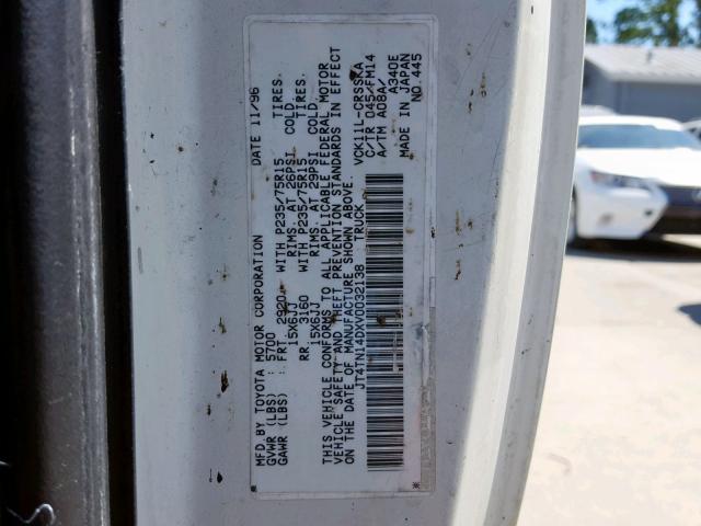 JT4TN14DXV0032138 - 1997 TOYOTA T100 XTRAC WHITE photo 10