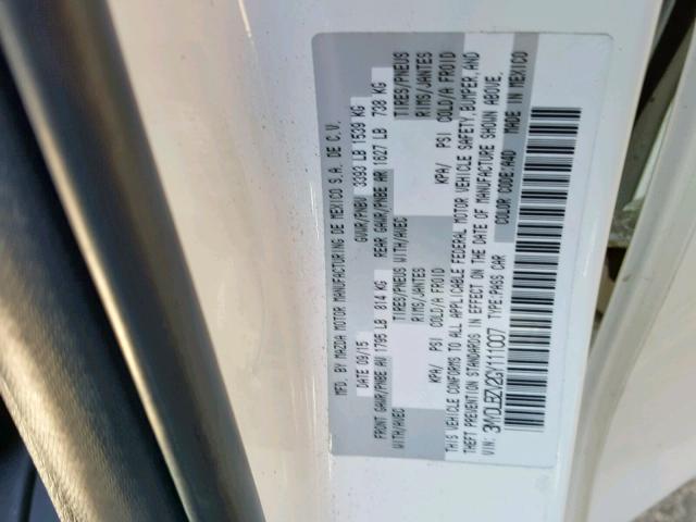 3MYDLBZV2GY111007 - 2016 TOYOTA SCION IA WHITE photo 10