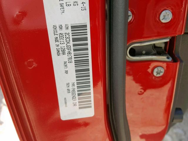 2C3CDXJG5FH817818 - 2015 DODGE CHARGER SX RED photo 10