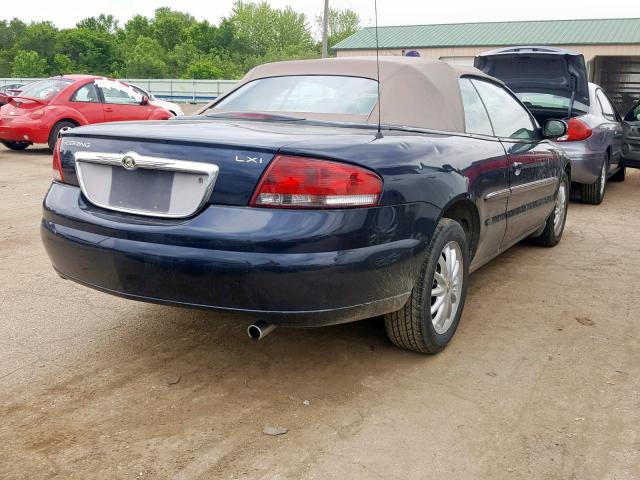 1C3EL55R72N294248 - 2002 CHRYSLER SEBRING LX BLUE photo 4