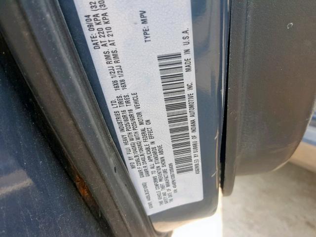 4S4BP61C057335639 - 2005 SUBARU LEGACY OUT BLUE photo 10