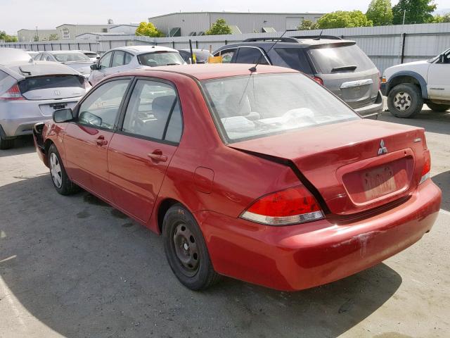 JA3AJ26E44U008356 - 2004 MITSUBISHI LANCER ES RED photo 3