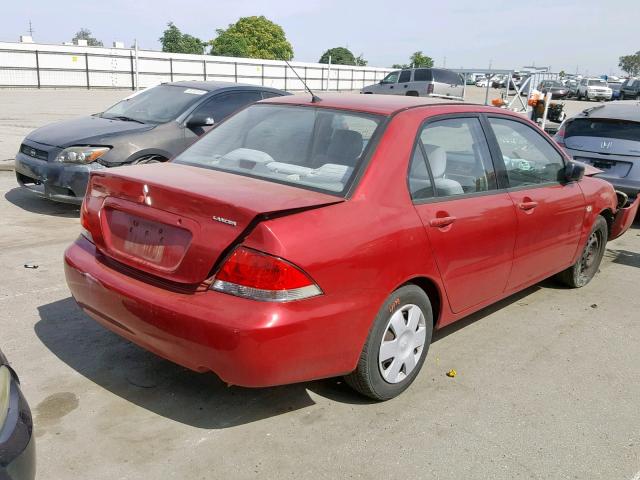 JA3AJ26E44U008356 - 2004 MITSUBISHI LANCER ES RED photo 4