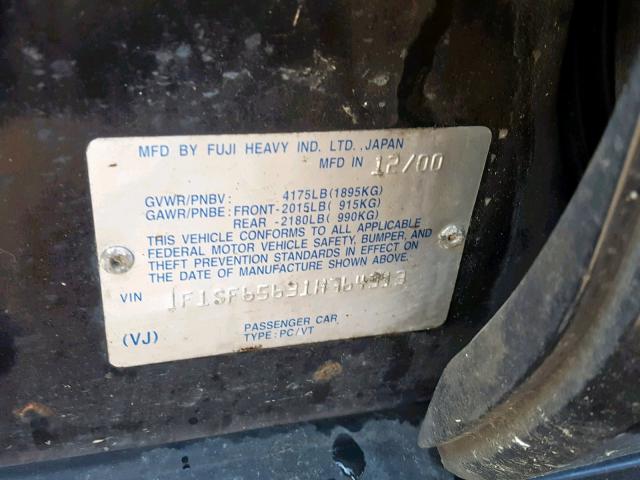 JF1SF65631H764313 - 2001 SUBARU FORESTER S Qara foto 10