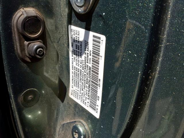 5J6YH28625L020590 - 2005 HONDA ELEMENT EX GREEN photo 10