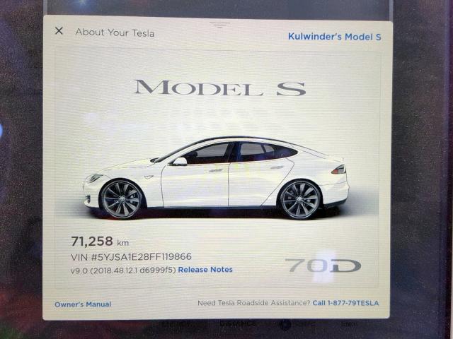 5YJSA1E28FF119866 - 2015 TESLA MODEL S თეთრი ფოტო 8
