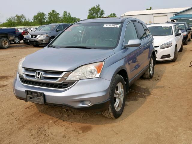 5J6RE4H78AL004616 - 2010 HONDA CR-V EXL BLUE photo 2