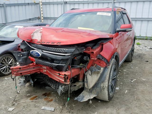 1FMHK8F86CGA87743 - 2012 FORD EXPLORER L RED photo 2