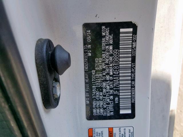 JF1ZNAA14E8708899 - 2014 TOYOTA SCION FR-S WHITE photo 10