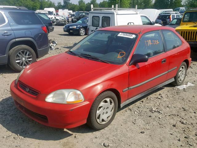 2HGEJ6442VH107011 - 1997 HONDA CIVIC DX RED photo 2