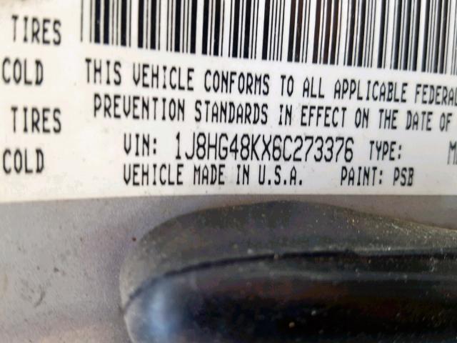 1J8HG48KX6C273376 - 2006 JEEP COMMANDER 银色 照片 10