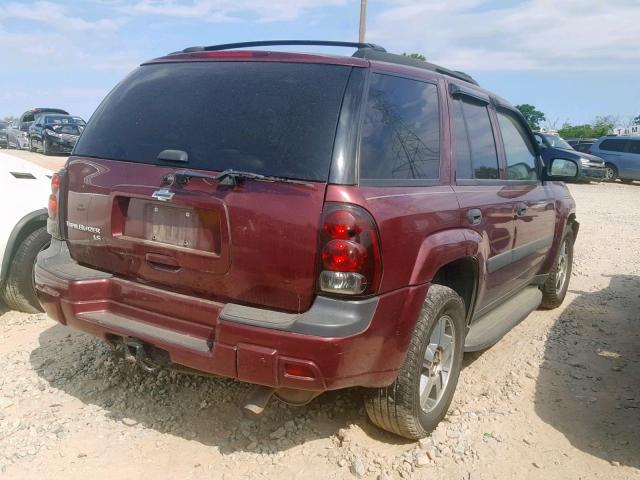 1GNDS13S652301695 - 2005 CHEVROLET TRAILBLAZE BURGUNDY photo 4